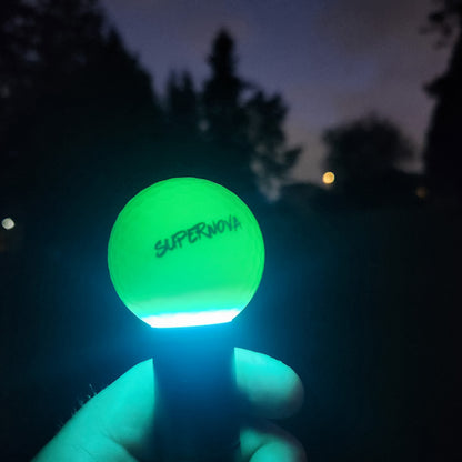 Look at this SuperNova, glow in the dark golf ball with a UV flashlight!