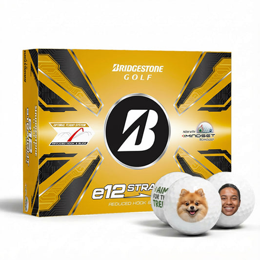 Custom Bridgestone e12 golf balls with full-color personalized printing