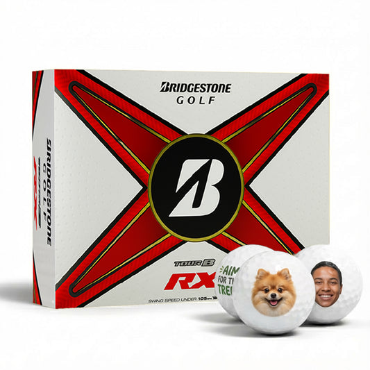 Custom Bridgestone Tour B RX golf balls with personalized logo or image printing