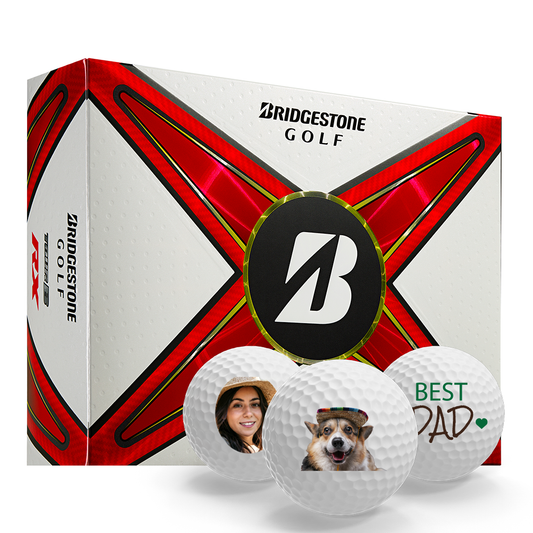 A pack of custom Bridgestone Golf Balls.