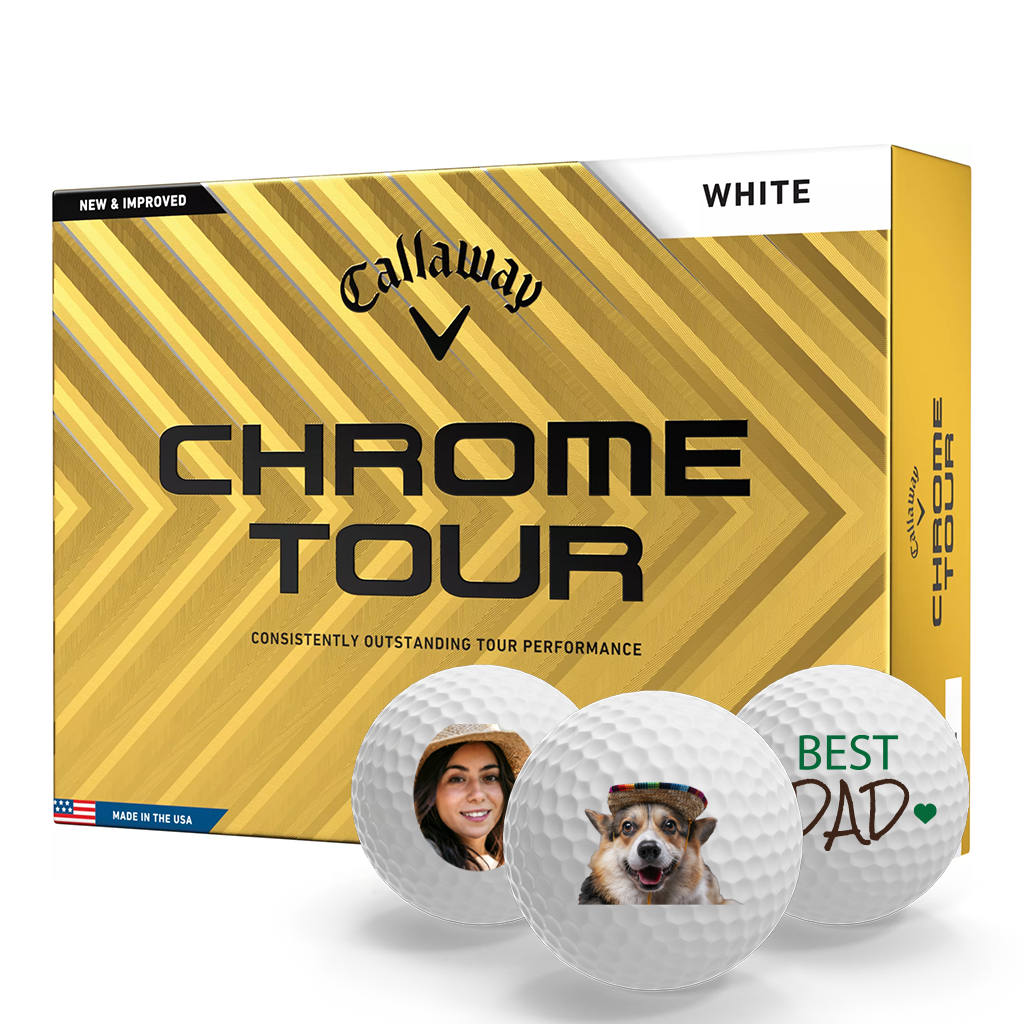 Pack of custom Callaway Chrome Tour golf balls.