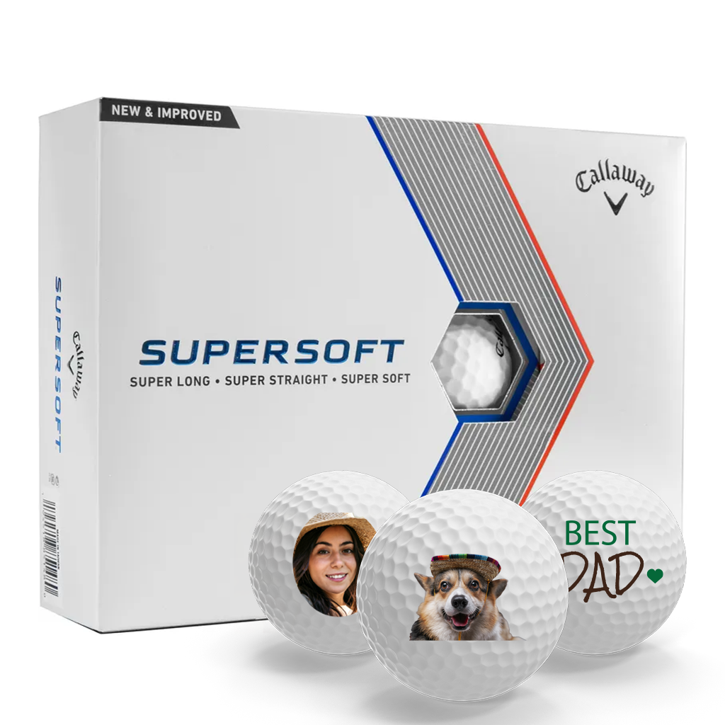 A pack of custom Callaway SuperSoft golf balls.