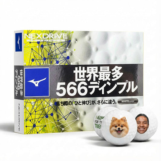 Custom Mizuno NexDrive 566 golf balls with personalized logo or image printing