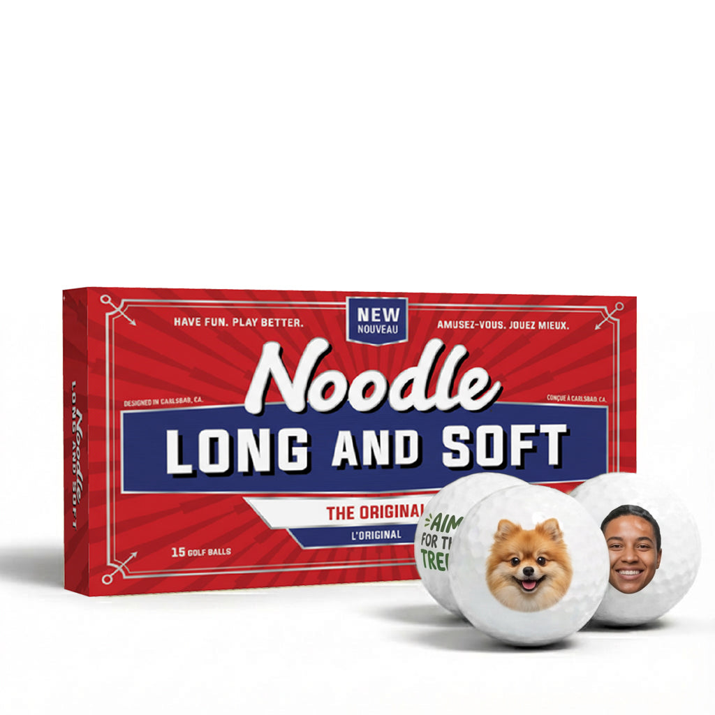 Custom Noodle Long & Soft golf balls with personalized logo or image printing
