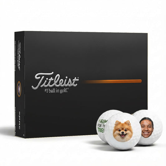 Custom Titleist Pro V1 golf balls with personalized logo or image printing