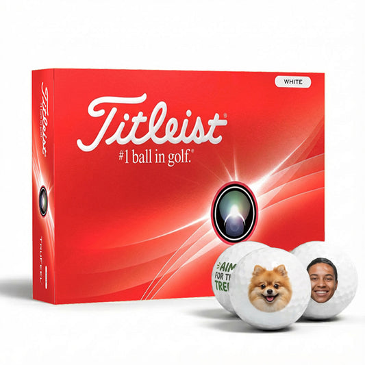 Custom Titleist TruFeel golf balls with personalized design